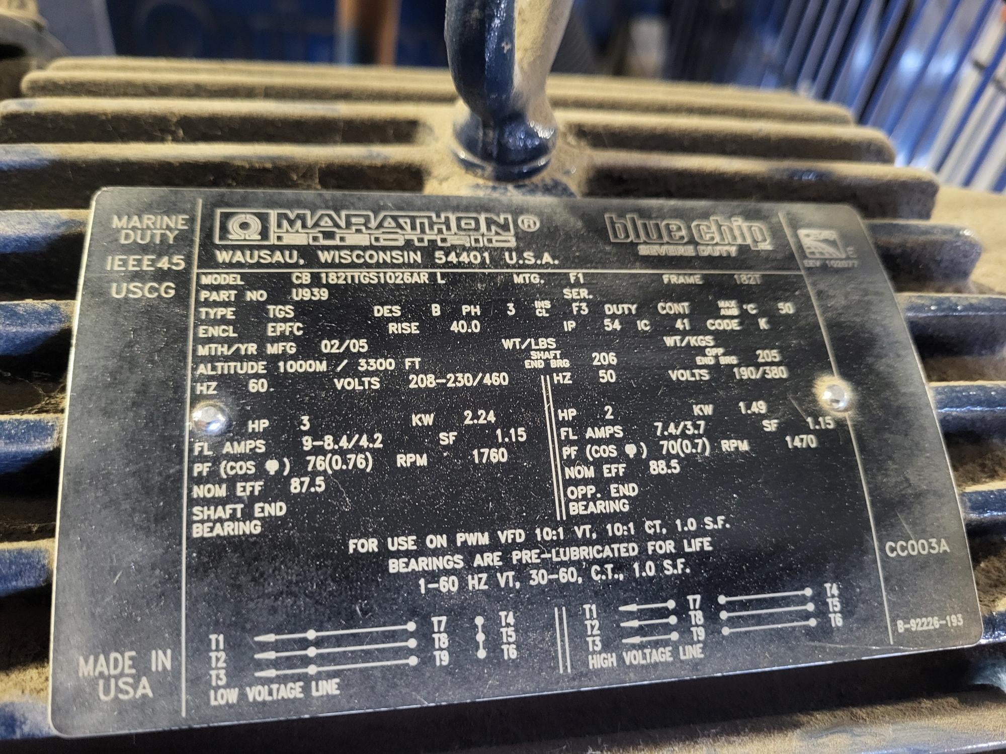 3HP, 3PH, 2-Stage Compressor serial tag