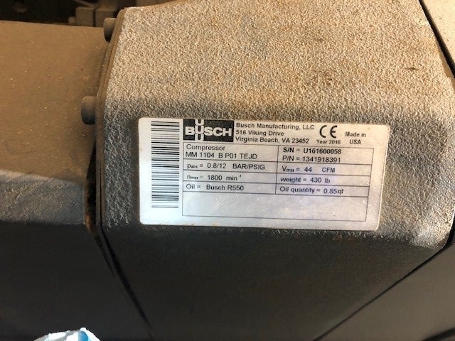 Compressor - Busch Mink MM 1104, Blower - 0.5 HP, Last Site IIS# 9733