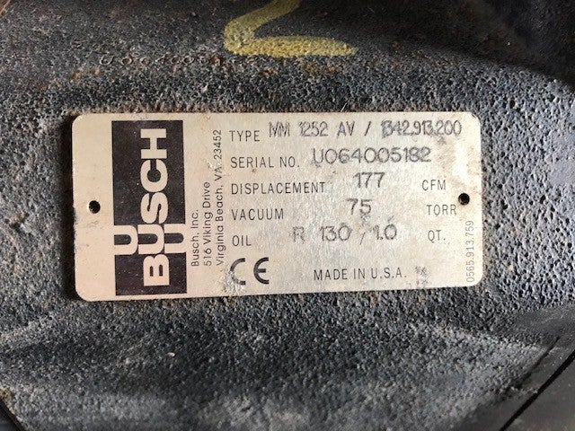 2x BUSCH MM 1252 AV units, Last Site UG#101691-DH-1600