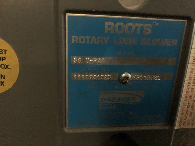 Last Site IIS# 25869; SVE - 15 HP Rotary Lobe Blower - Roots URAI Model 59; AS - 25 HP Rotary Lobe Blower - Roots URAI Model 56