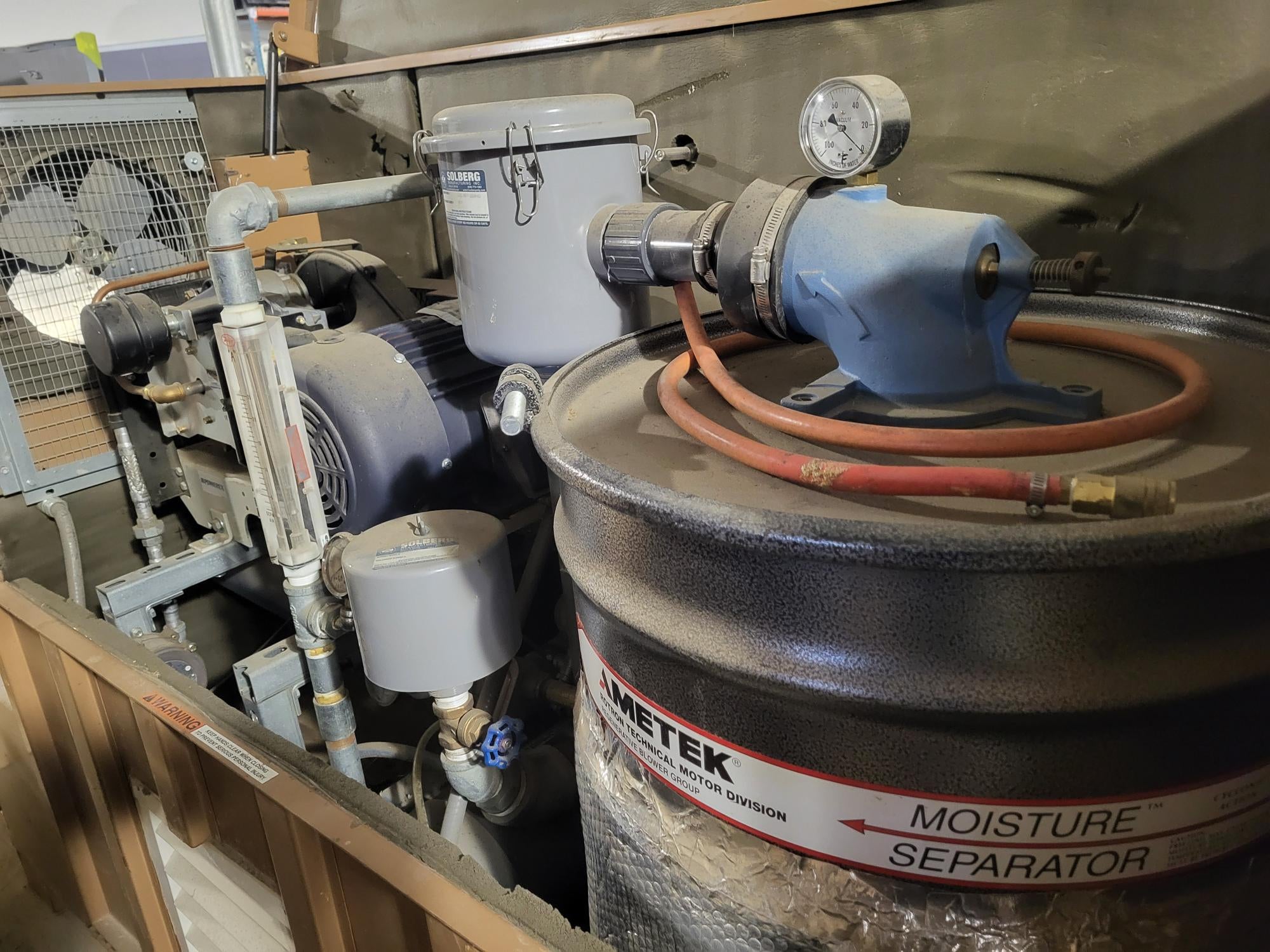 5HP, 3PH Ametek Rotron, 5HP, 3PH Marathon Powerex Oilless Scroll Compressor, Tank, XP Fan, Self Contained Job Box w/Control Panel