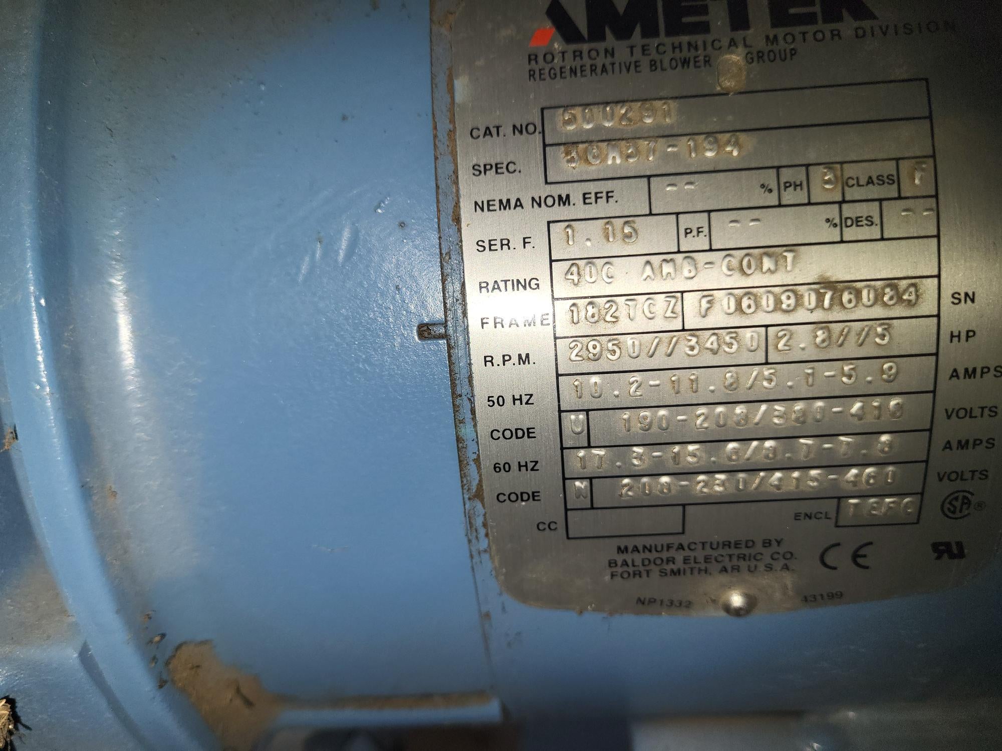 5HP, 3PH Ametek Rotron, 5HP, 3PH Marathon Powerex Oilless Scroll Compressor, Tank, XP Fan, Self Contained Job Box w/Control Panel