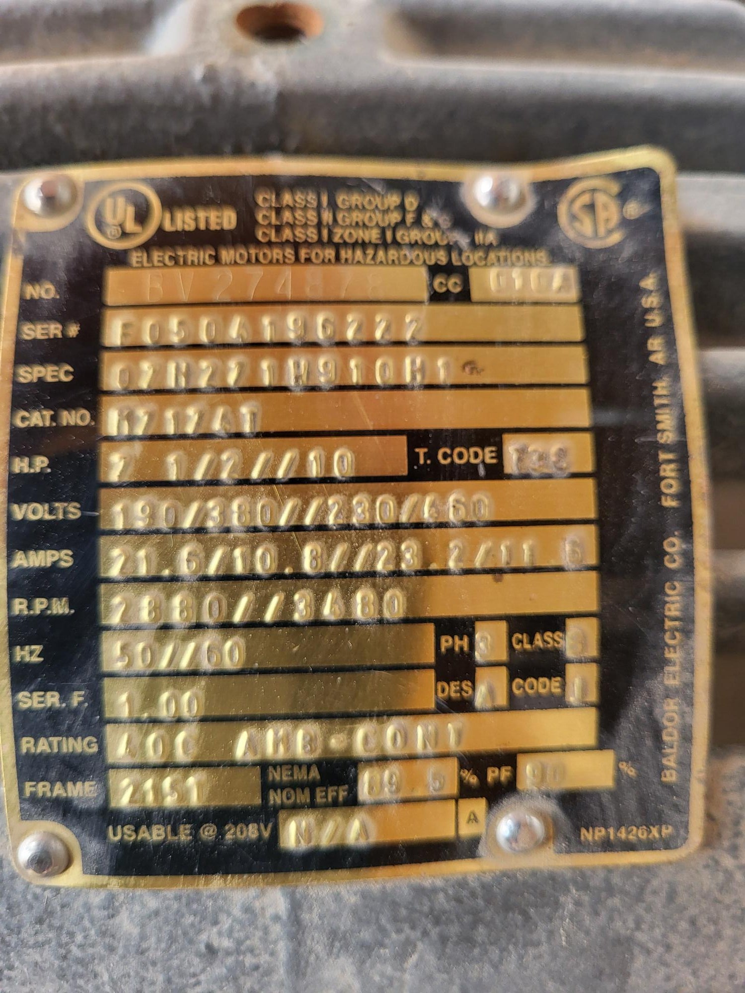 Last Site IIS# 8702; 7 1/2-HP, 3-PH, Centrifugal Fan Blower