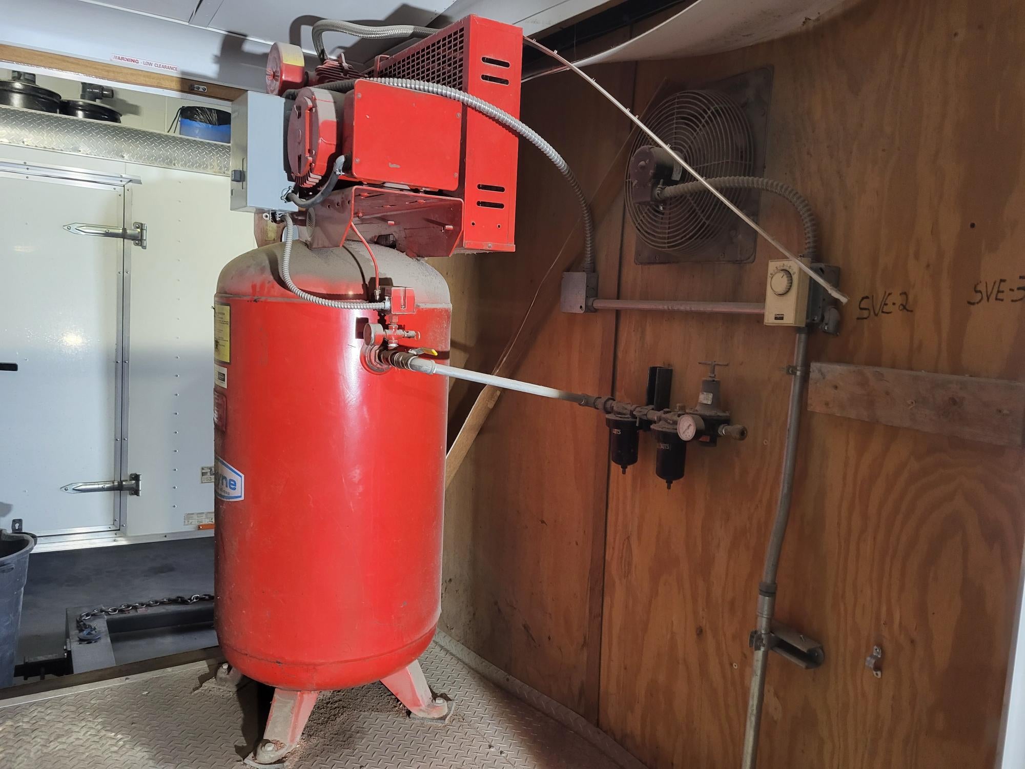 7 1/2HP, 3PH, 230/460V Rotron, Air compressor minus controllers, regulator/filters, and pumps, came from IIS# 79451