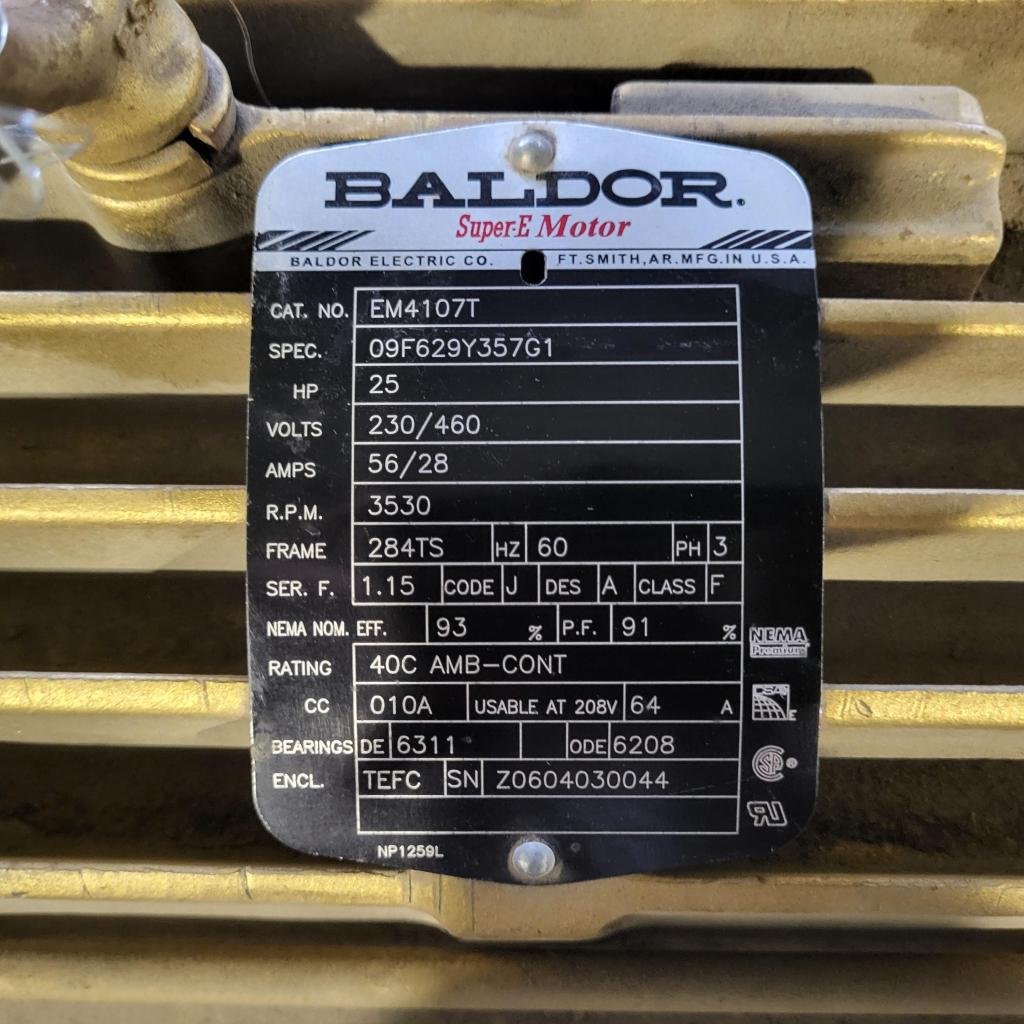 Rotary Lobe w/ 25-HP, 3-PH, 230/460 V service tag