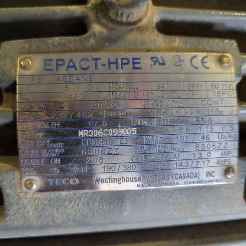 image of Skid motor specification plate