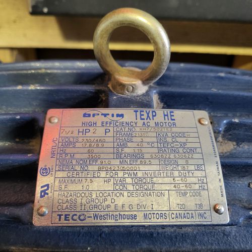 Image of motor spec plate