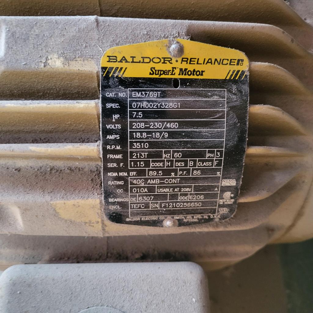 Rotron (Model# EN858BA72WL) 7.5HP, 3PH; Busch MM1322.AP03.WBJK w/7.5 HP, 3PH motor, came from IIS# 23038
