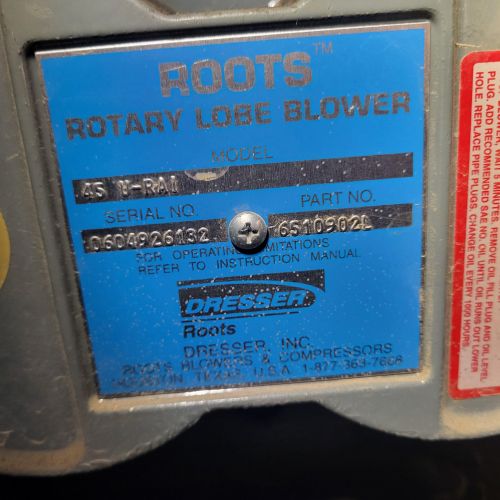 Image of identification plate for rotary lobe blower