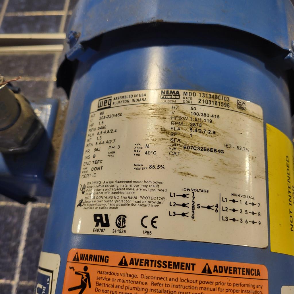 1.5 HP, 3PH, 208-230/460V