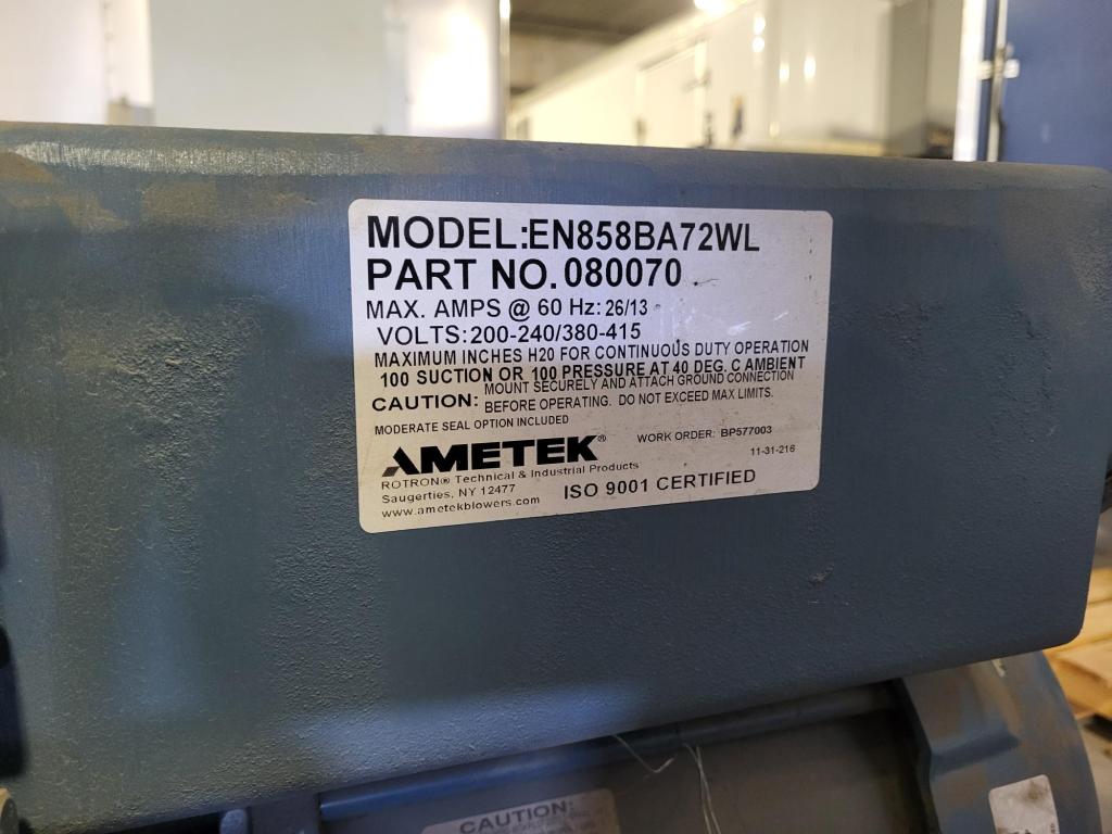 7 1/2HP, 230V, 3PH, Regen blower serial tag