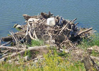 Spillway inlet completely plugged with debris