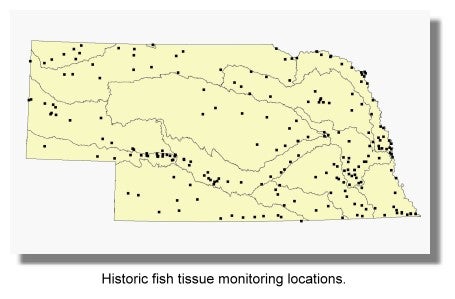 Historic Fish Tissue Monitoring Locations Map